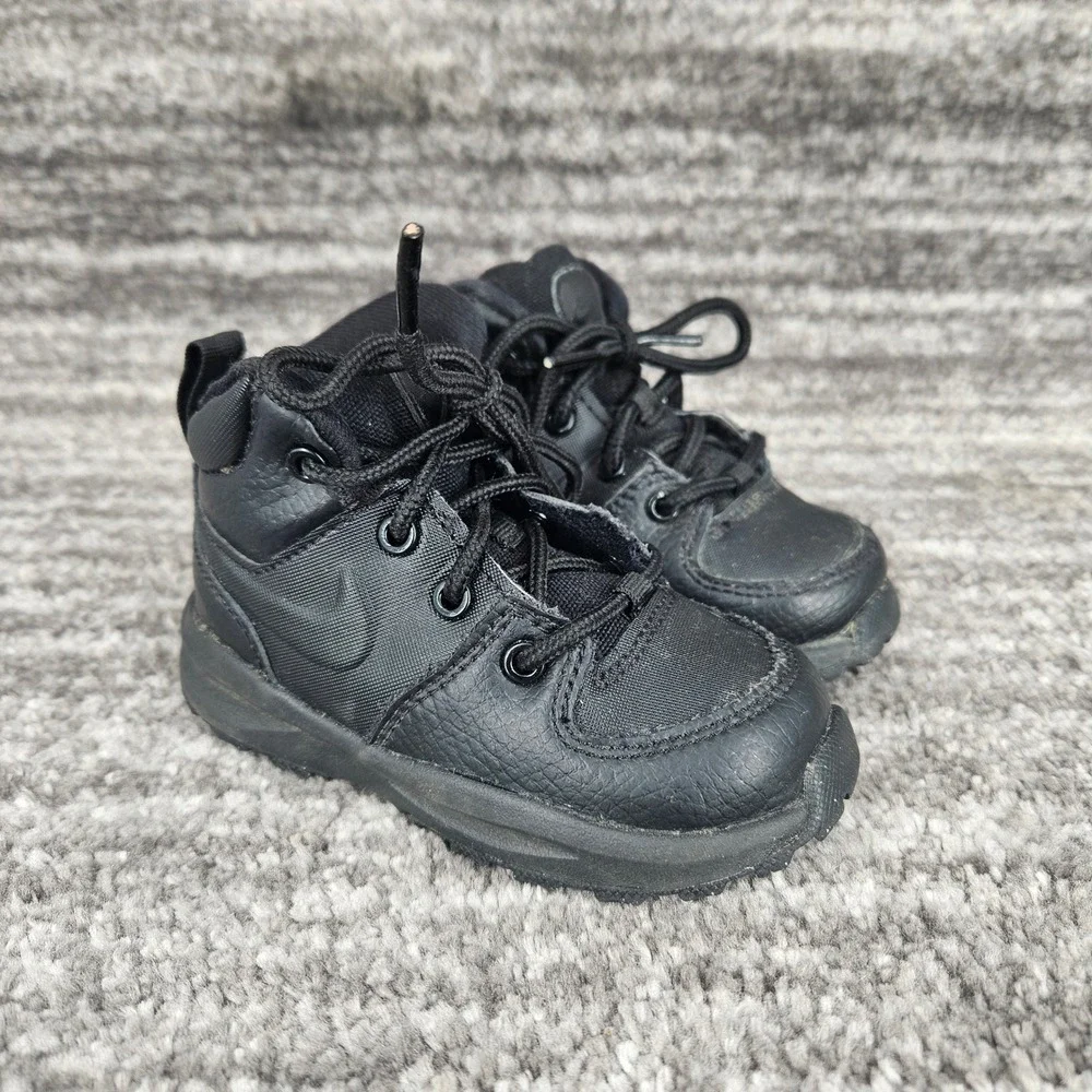 Nike Manoa Leather Toddler Boot Black Lace Up‎ Ankle BQ5374-001 Size 6C Shoes